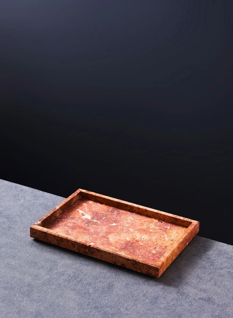 1 تشيس صينية مستطيلة من رخام الترافرتين بلون بورغندي، صينية حمام من الحجر الطبيعي، منظم للمجوهرات والعطور، صينية مزخرفة لسطح الطاولة