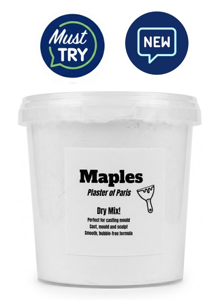 Maple's Maples Plaster of Paris Powder – Gypsum Casting & Molding Material for Crafts, Models, Pottery & Wall Repair – 1.4kg Bucket (White) - Image 1