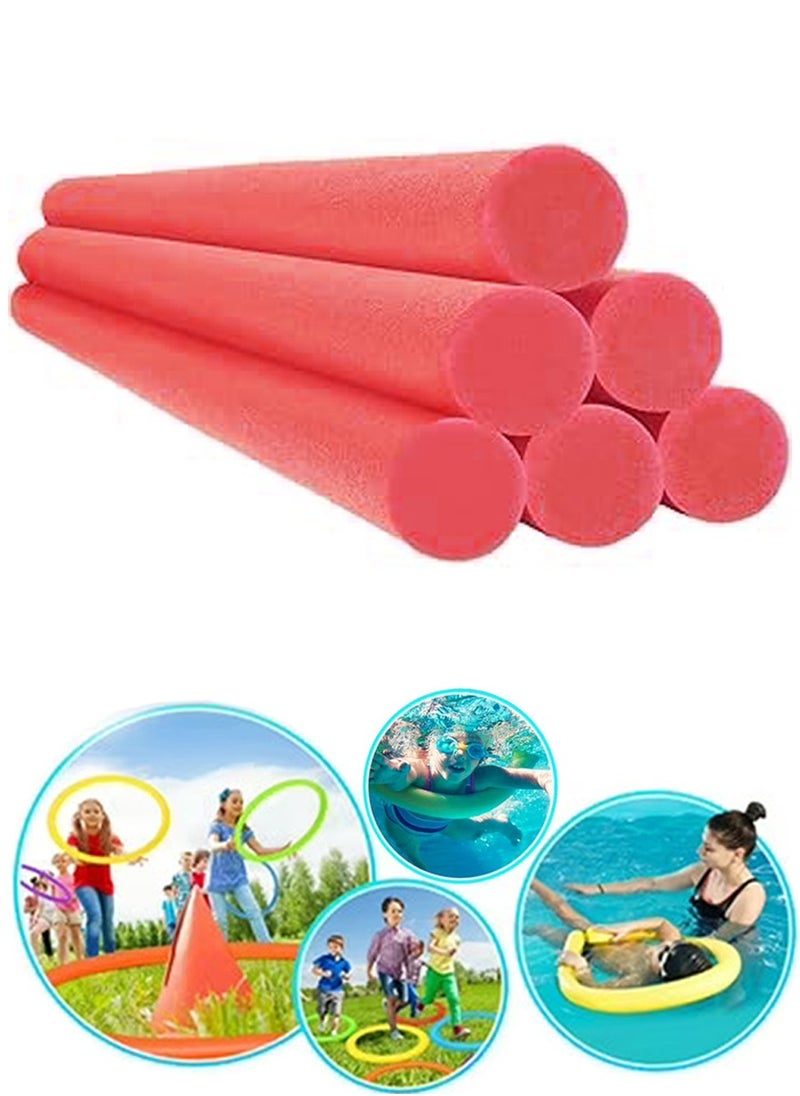 HAIZID Noodles for Swimming, Floating and Craft Projects - Pack of 6 Red Color Noodles - EVA Solid Foam,  Odorless, Non-Toxic and Safe For Skin and Health  - Image 1