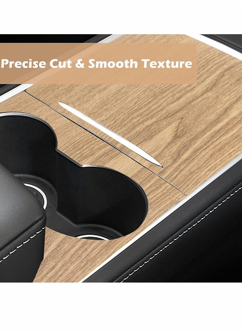 SYOSI - Model Y Wood Center Console Wrap for Tesla Model 3 Model Y 2021 2022 Protective Tesla Model 3 Console Cover Kit Interior Decoration with Installation Tools Wood Grain - Image 1