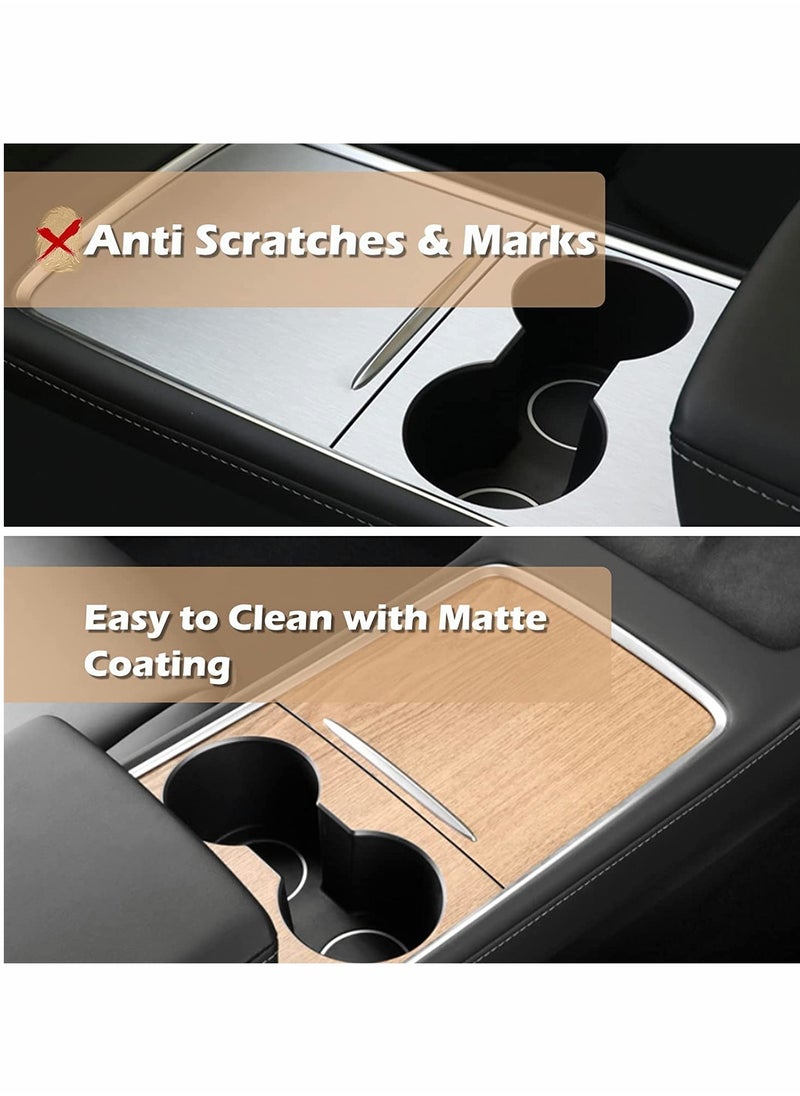 SYOSI - Model Y Wood Center Console Wrap for Tesla Model 3 Model Y 2021 2022 Protective Tesla Model 3 Console Cover Kit Interior Decoration with Installation Tools Wood Grain - Image 1