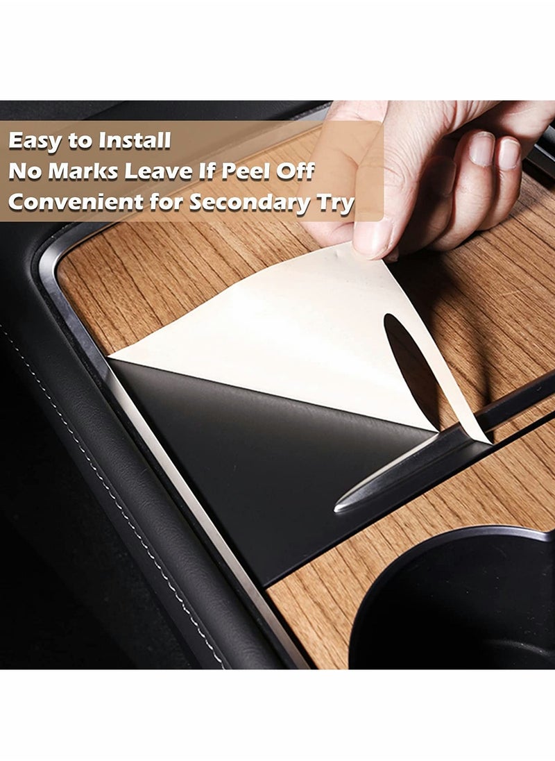 SYOSI - Model Y Wood Center Console Wrap for Tesla Model 3 Model Y 2021 2022 Protective Tesla Model 3 Console Cover Kit Interior Decoration with Installation Tools Wood Grain - Image 1