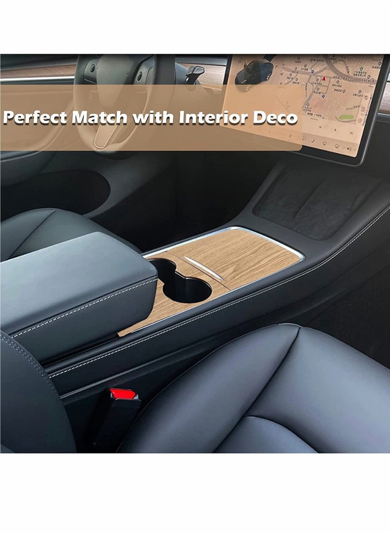 SYOSI - Model Y Wood Center Console Wrap for Tesla Model 3 Model Y 2021 2022 Protective Tesla Model 3 Console Cover Kit Interior Decoration with Installation Tools Wood Grain - Image 1