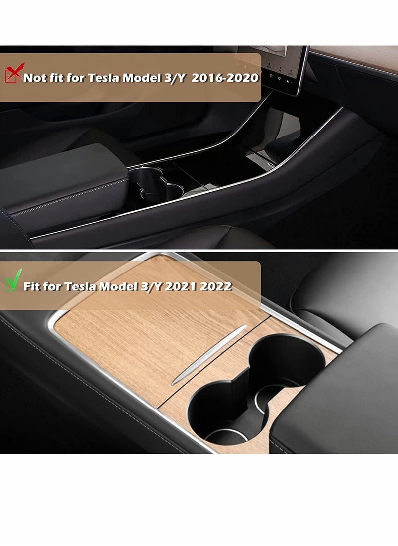 SYOSI - Model Y Wood Center Console Wrap for Tesla Model 3 Model Y 2021 2022 Protective Tesla Model 3 Console Cover Kit Interior Decoration with Installation Tools Wood Grain - Image 1