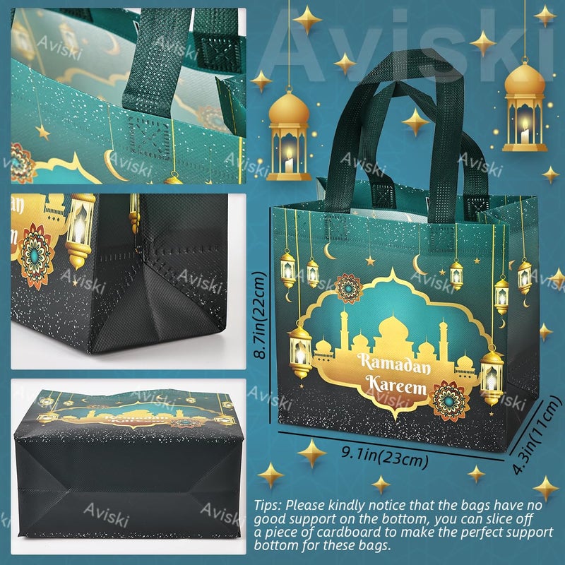 Aviski 16PCS Eid Mubarak Reusable Gift Bags, Treat Bags with Handles, Ramadan Mubarak Party Bags, Multifunctional Non-Woven Eid Bags for Gifts Wrapping, Ramadan Kareem Party Supplies, 23Ã—22Ã—11cm - Image 2