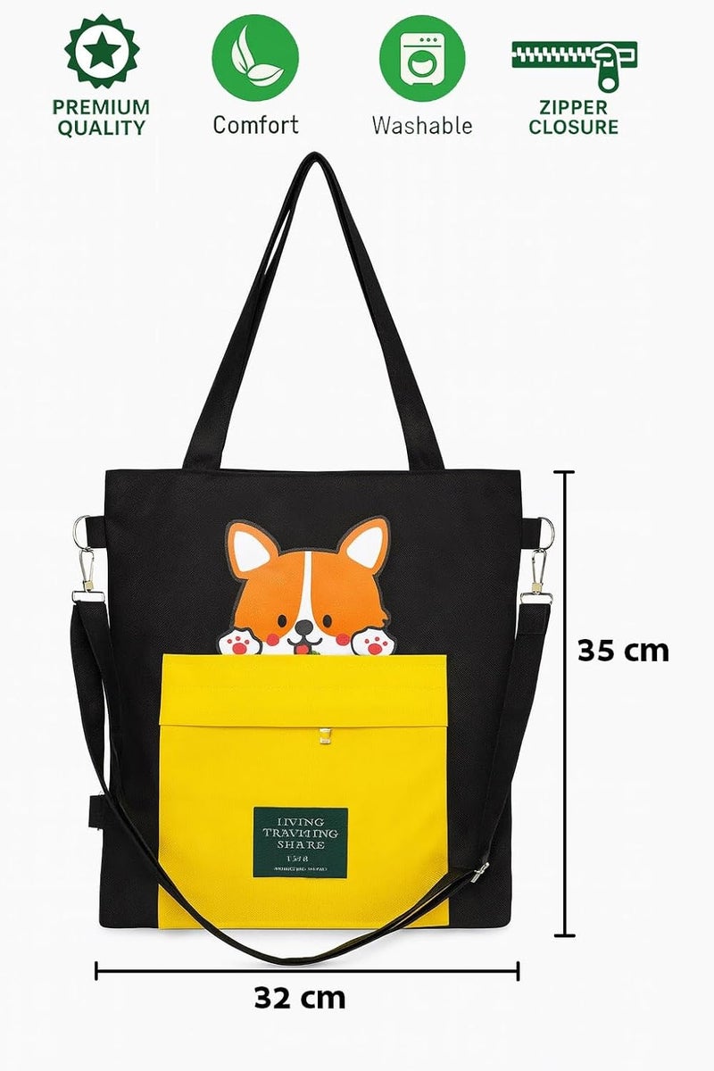 KeepCart Canvas Tote Bag for Women Ladies Girls for School, College, Office, Travel, Shopping, Daily Use, 3 in 1 Canvas Adjustable Strap Tote Bag - Image 5