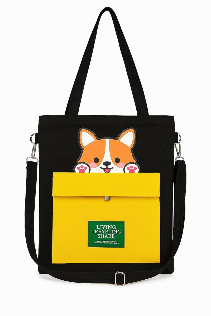 KeepCart Canvas Tote Bag for Women Ladies Girls for School, College, Office, Travel, Shopping, Daily Use, 3 in 1 Canvas Adjustable Strap Tote Bag - Image 1