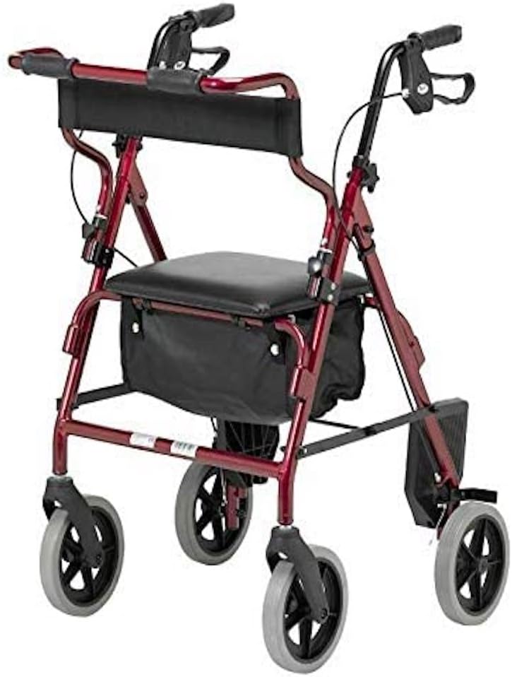 DAYS Homecraft Four Wheeled Rollator Walker with Breaks Foot Rest Seat and Basket Mobility and Support Aid for Elderly Disabled and Handicapped Users - Image 1