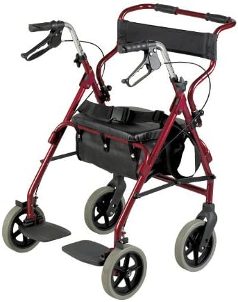 DAYS Homecraft Four Wheeled Rollator Walker with Breaks Foot Rest Seat and Basket Mobility and Support Aid for Elderly Disabled and Handicapped Users - Image 2