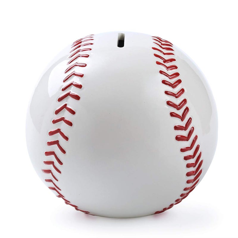 FORLONG Ceramic White Baseball Piggy Bank for Boys Sports Coin Bank Bedroom Decor Money Box59 inch