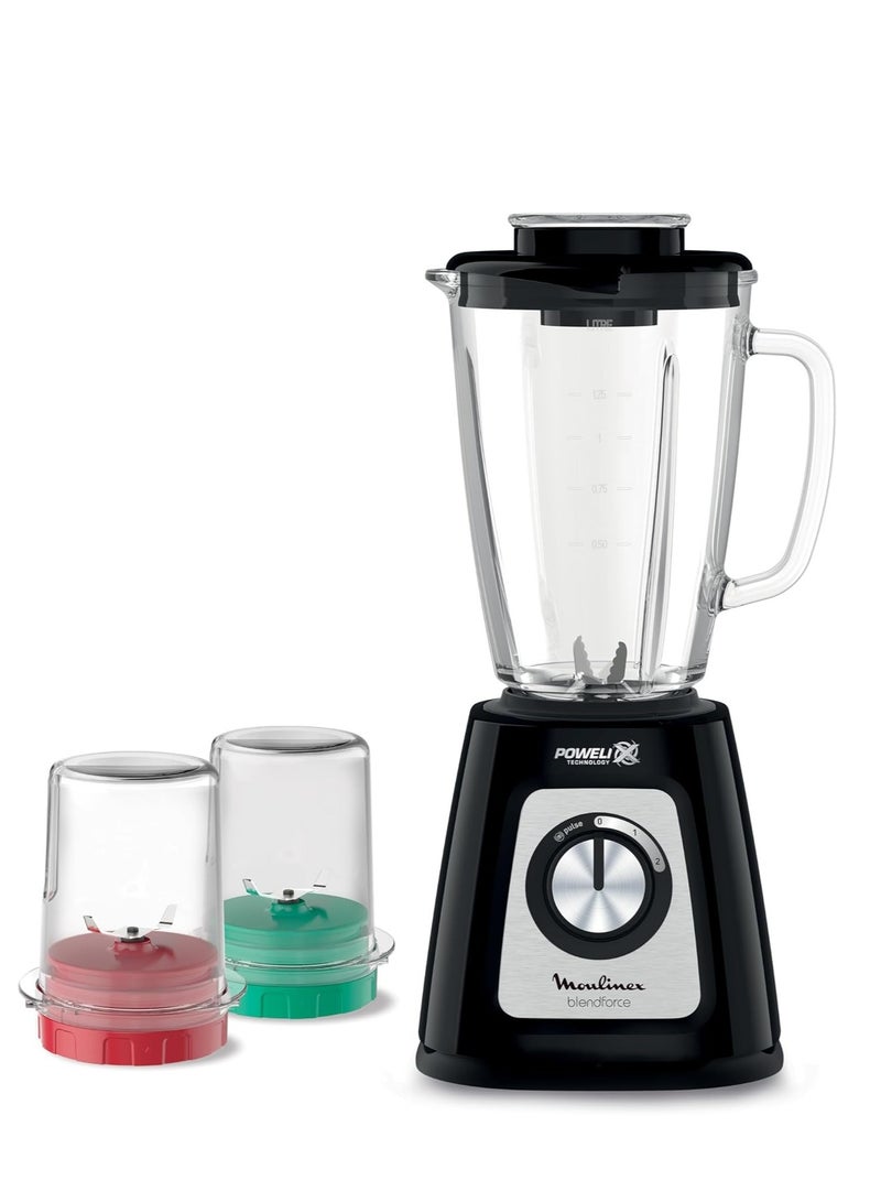 مولينكس Blend force Blender 800 Watts Glass Jar 1.75 Liters Net : ( 1.25) L Grinder and Chopper Black LM4358EG 1.75 L 800 W LM4358EG Black - Image 1