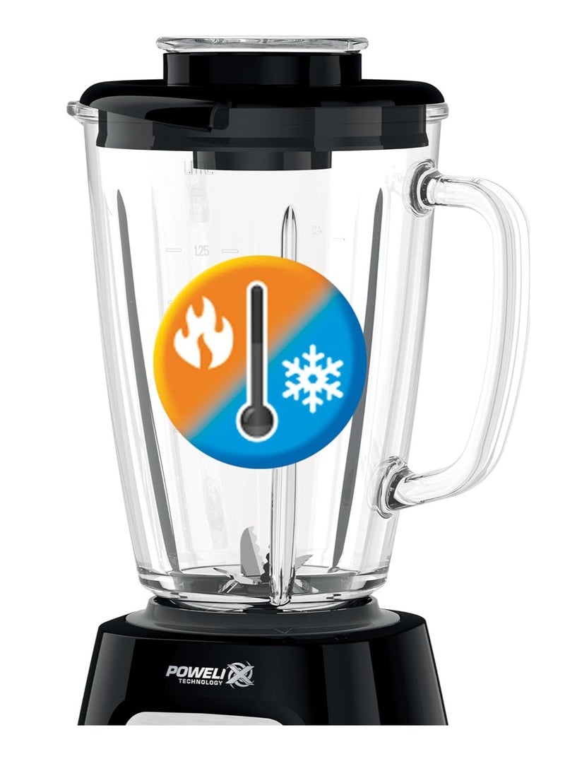مولينكس Blend force Blender 800 Watts Glass Jar 1.75 Liters Net : ( 1.25) L Grinder and Chopper Black LM4358EG 1.75 L 800 W LM4358EG Black - Image 3