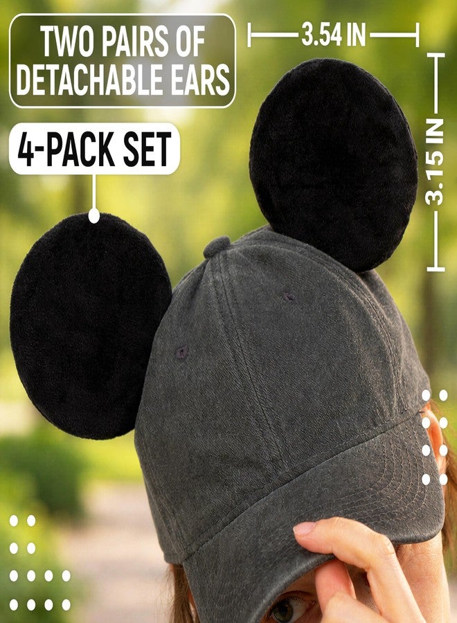 Granatan Upgraded Thick Plush Magnetic Mouse Ears for Hats, 4 Pack Detachable Magnetic Cap Ears, Soft Polyester Accessories for Summer Caps, Adults and Kids, Themed Party Wear - Image 3
