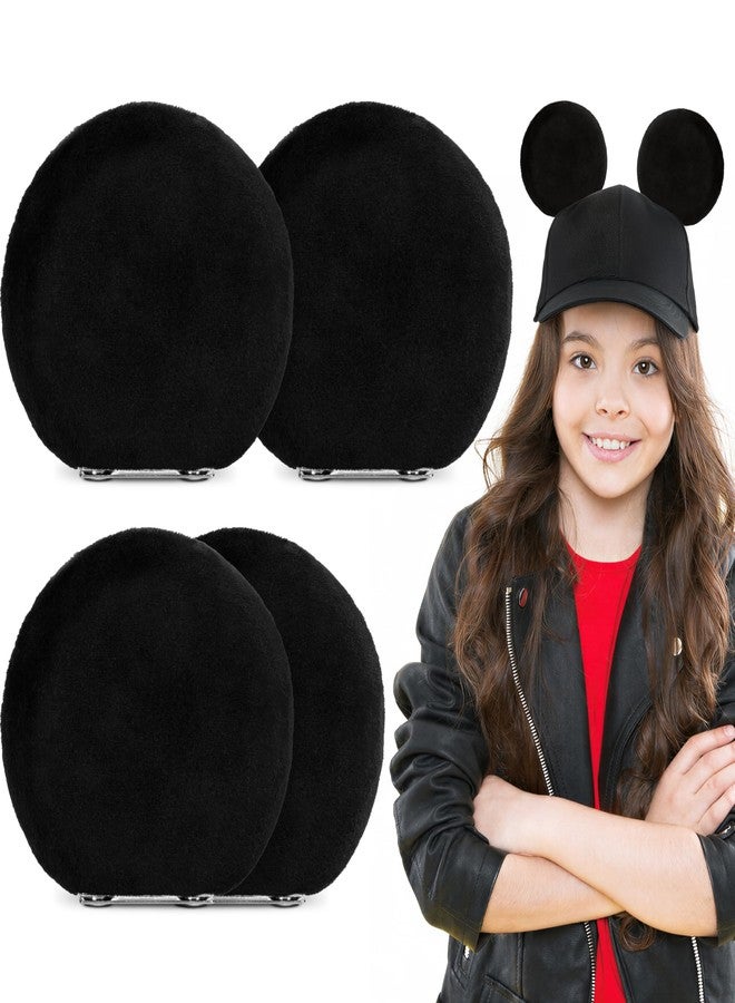 Granatan Upgraded Thick Plush Magnetic Mouse Ears for Hats, 4 Pack Detachable Magnetic Cap Ears, Soft Polyester Accessories for Summer Caps, Adults and Kids, Themed Party Wear - Image 1