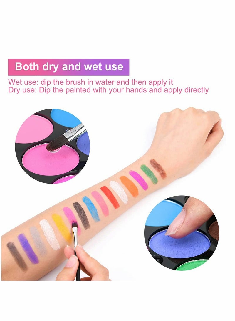 15 Colors Kids Face Paint Kit - Non-toxic Washable Palette with Brush for Art Show, Party Makeup - Professional Colsplay Festive Face Painting Set - Image 4