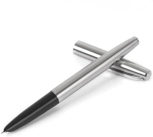 GOLD LEAF 911 Pure Silver Steel Fountain Pen with 0.38mm Extra Fine Nib Smooth Writing Inking Pen - Image 3