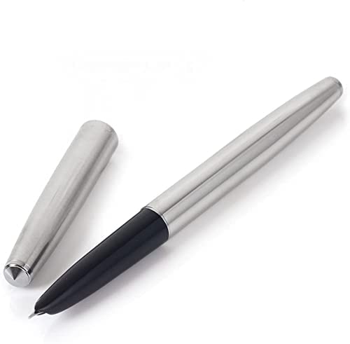 GOLD LEAF 911 Pure Silver Steel Fountain Pen with 0.38mm Extra Fine Nib Smooth Writing Inking Pen - Image 2