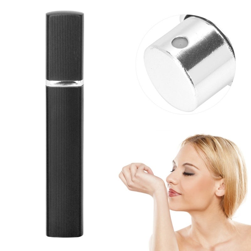 Portable Perfume Atomizer 12ml Black Press Type Nozzle - Even Fine Mist Reusable Perfume Container for Travel Office DIY Perfume Lovers - Image 4
