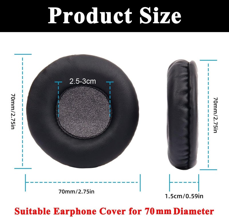 Street27® 70mm Headphone Cushion Compatible with Boat Rockerz 400, 430, 370, 900, Sony WH CH500/ CH510/ CH520 Headphones, Ear Pads with Soft Protein Leather, High-Density Memory Foam - Black - Image 4