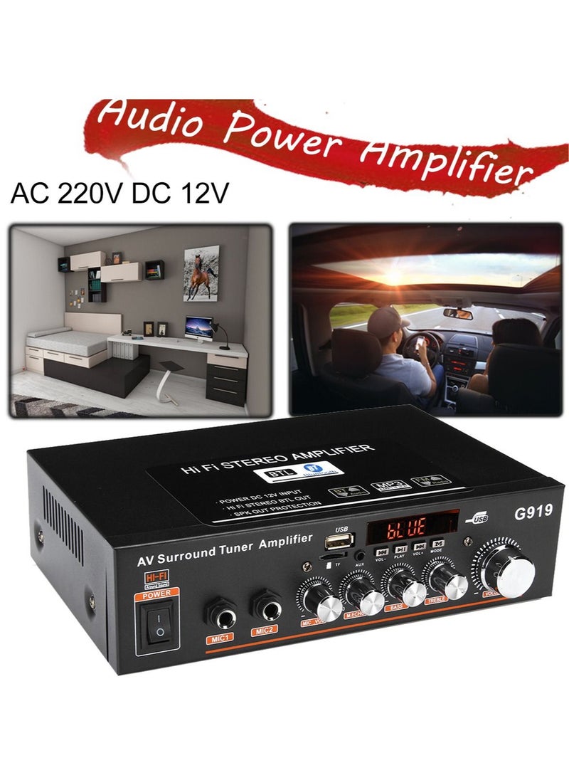 Generic 360W Mini Audio Amplifier Bluetooth Stereo Power Amplifier FM SD Hi-Fi 2CH Music Player for Car 12V 220V  - Image 4
