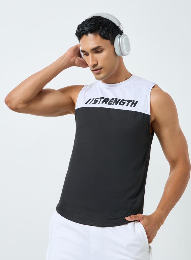 Styli Active Men Black Color Block Training Tank - Image 1