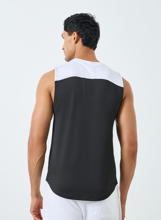 Styli Active Men Black Color Block Training Tank - Image 3