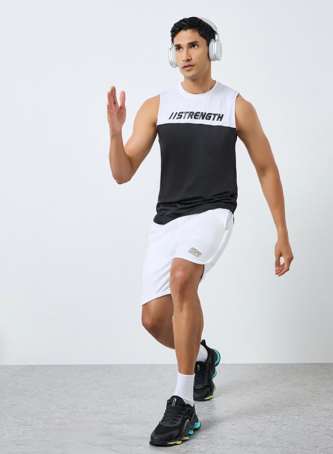 Styli Active Men Black Color Block Training Tank - Image 4
