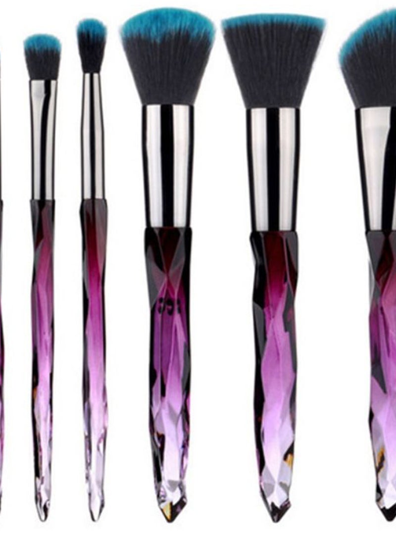 طقم فراشي مستحضرات تجميل مكون من 10 قطع أرجواني/فضي/أزرق - Image 2