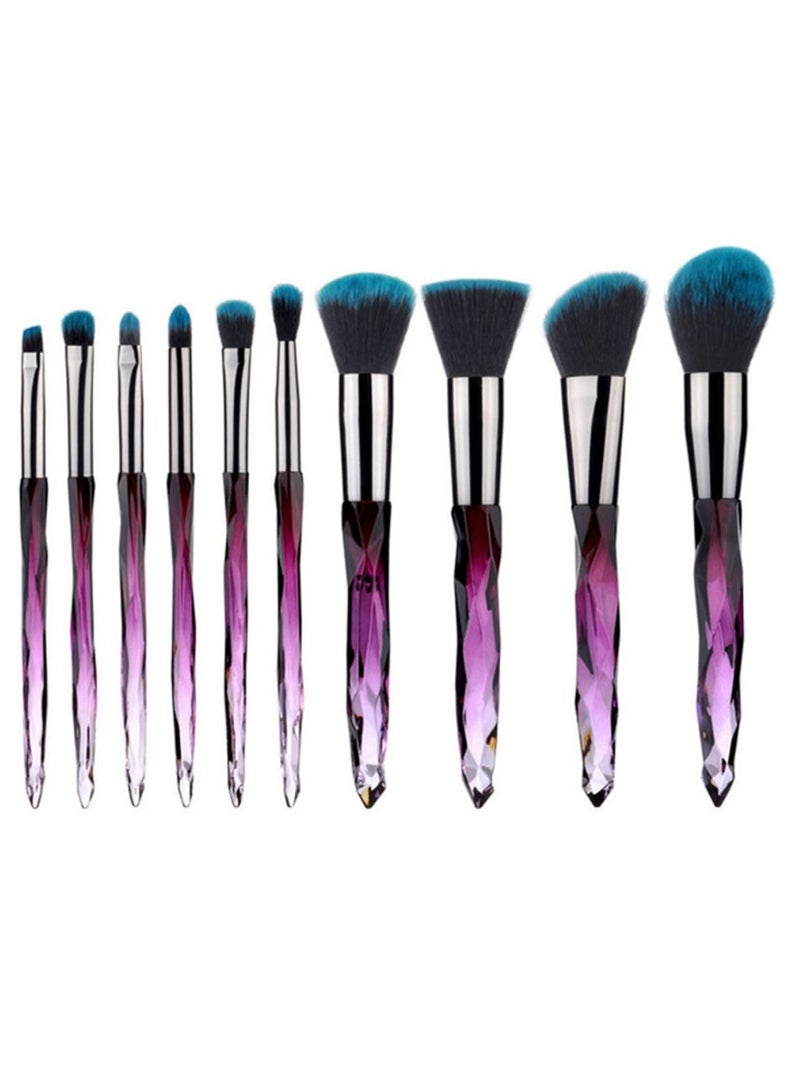 طقم فراشي مستحضرات تجميل مكون من 10 قطع أرجواني/فضي/أزرق - Image 1