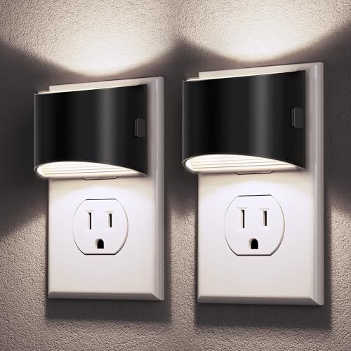 DORESshop LED Night Light[2 Pack], Night Lights Plug into Wall, 3 Level Brightness Adjustable Plug in Night Light, Dusk to Dawn Sensor, Nightlights for Adults, Bedroom, Bathroom, Hallway, 5000K - Image 1