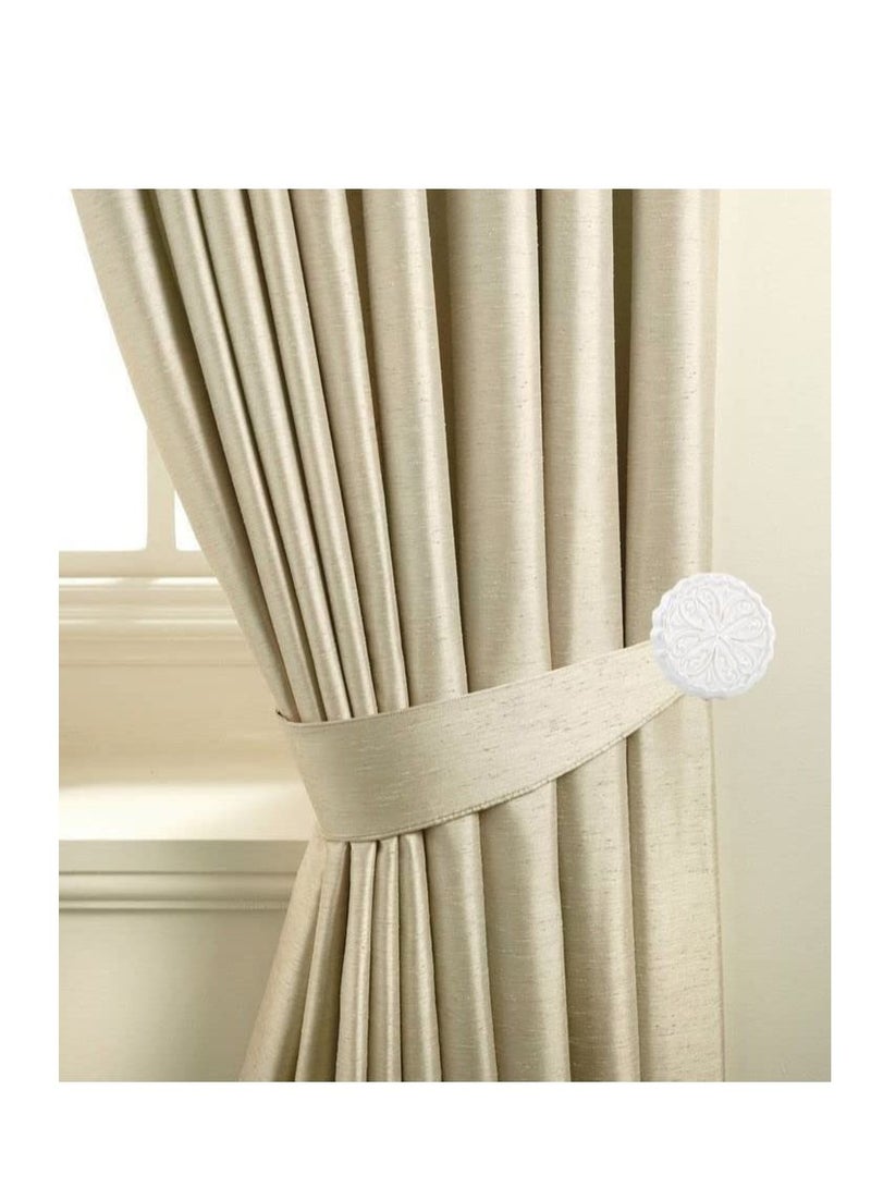 IDT 1 Pair Curtain Holdbacks Window Tie Backs Holders For Bedroom Wall Office Decor Home Sheer Blackout Drapes Blind Curtains Decorations Accessories Buckle Hooks White Colour - Image 1