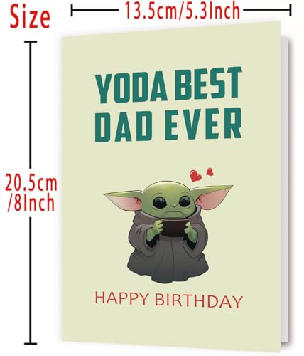 OJsensai Baby Yoda Funny Dad Birthday Card from Daughter Son, Lovely Father Bday Card from Wife, Cute Daddy Greeting Present from Daughter-In-Law Son-In-Law - Image 2