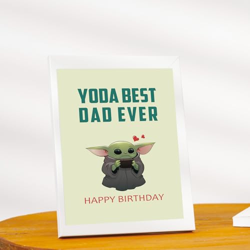 OJsensai Baby Yoda Funny Dad Birthday Card from Daughter Son, Lovely Father Bday Card from Wife, Cute Daddy Greeting Present from Daughter-In-Law Son-In-Law - Image 5