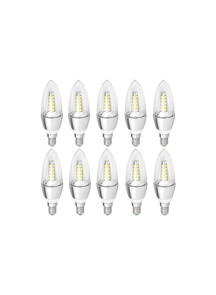 لمبة ليد 5 وات على شكل شمعة - 10 قطع - لون أبيض، e14