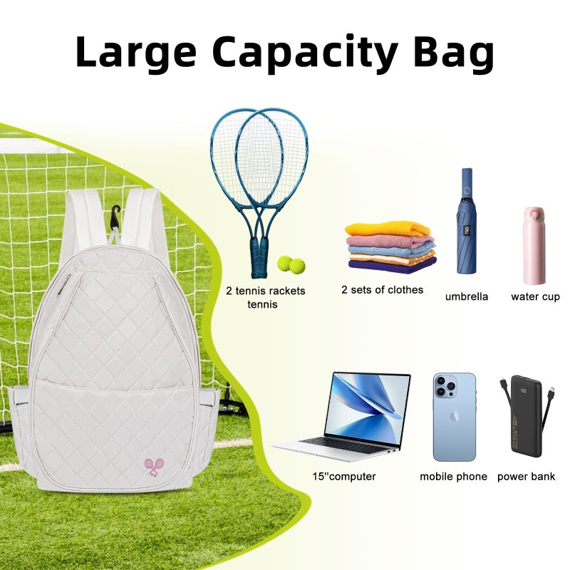 YEEGO DIRECT Tennis Bags for Women, Tennis Backpack Pickleball Racket Bags,Waterproof Sling Bag,Suitable for Pickleball Tennis Badminton, Gifts for Women Men (White) - Image 5