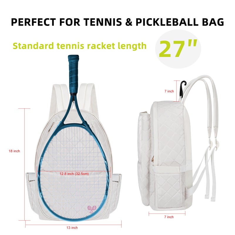YEEGO DIRECT Tennis Bags for Women, Tennis Backpack Pickleball Racket Bags,Waterproof Sling Bag,Suitable for Pickleball Tennis Badminton, Gifts for Women Men (White) - Image 3