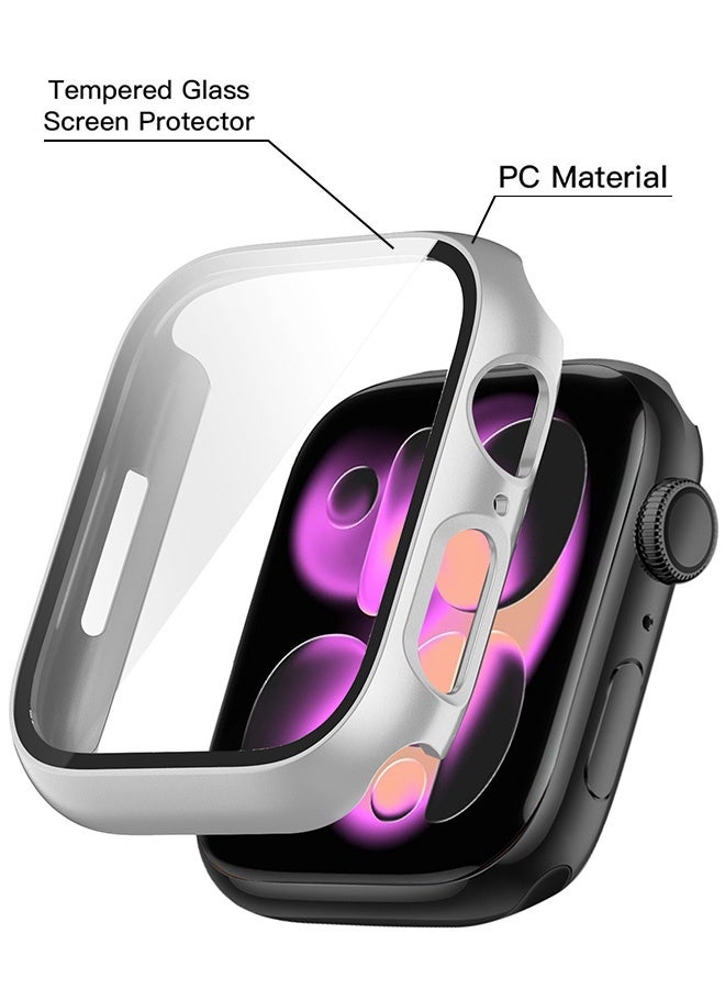 Tersely (3 Pack) Case Compatible with Apple Watch Series 11/10-42mm, Built-in Thin HD Tempered Glass Screen Protector Overall Cover Replacement for iwatch S11/S10 2024 2025- Rose Gold+Starlight+Silver - Image 5