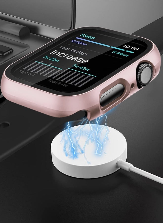 Tersely (3 Pack) Case Compatible with Apple Watch Series 11/10-42mm, Built-in Thin HD Tempered Glass Screen Protector Overall Cover Replacement for iwatch S11/S10 2024 2025- Rose Gold+Starlight+Silver - Image 4