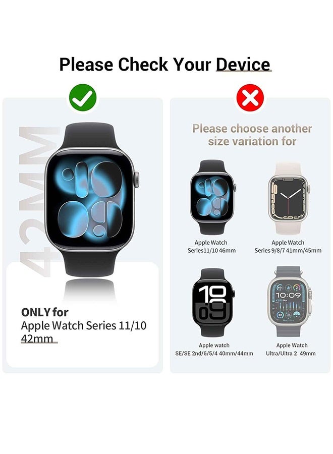 Tersely (3 Pack) Case Compatible with Apple Watch Series 11/10-42mm, Built-in Thin HD Tempered Glass Screen Protector Overall Cover Replacement for iwatch S11/S10 2024 2025- Rose Gold+Starlight+Silver - Image 2