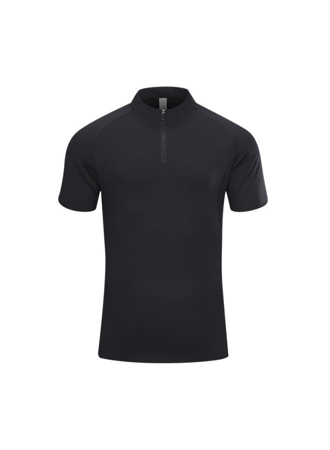 Quick-Dry Men's Golf Polo Shirt Half-Zip Stand Collar UV Protection Sports Top