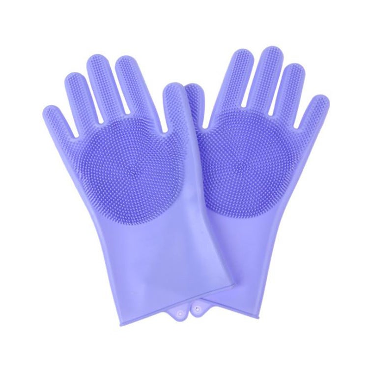 Silicone Dishwashing Gloves Household Kitchen Cleaning Fluorescent green - Image 1