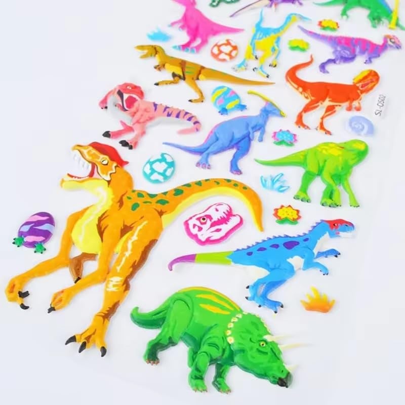 SUPER TOY 3D Puffy Dinosaur Stickers for Kids & Toddlers 4 Strap of 120+ Animal Stickers Self Adhesive T-Rex, Spinosaurus, Triceratops, Diplodocus Scrap Book Decoration for Boys & Girls - Image 5