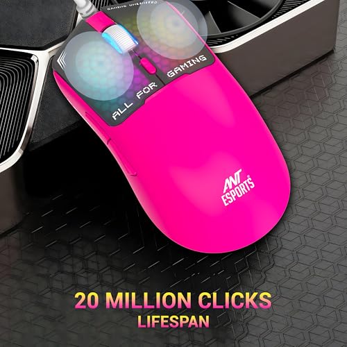 Ant Esports Virtus100 Wired RGB Gaming Mouse | Light Weight |6D Durable Buttons | High Performance Up to 12800 DPI 1000Hz Polling Rate | AI Sensor | 20M Click | Software Support Esports Mouse_ Pink - Image 2