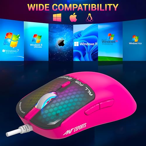 Ant Esports Virtus100 Wired RGB Gaming Mouse | Light Weight |6D Durable Buttons | High Performance Up to 12800 DPI 1000Hz Polling Rate | AI Sensor | 20M Click | Software Support Esports Mouse_ Pink - Image 3