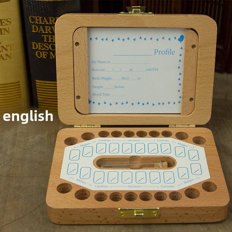 Baby Tooth Keepsake Wooden Box FrameFillet Photo Frame-English Fillet Photo Frame-English