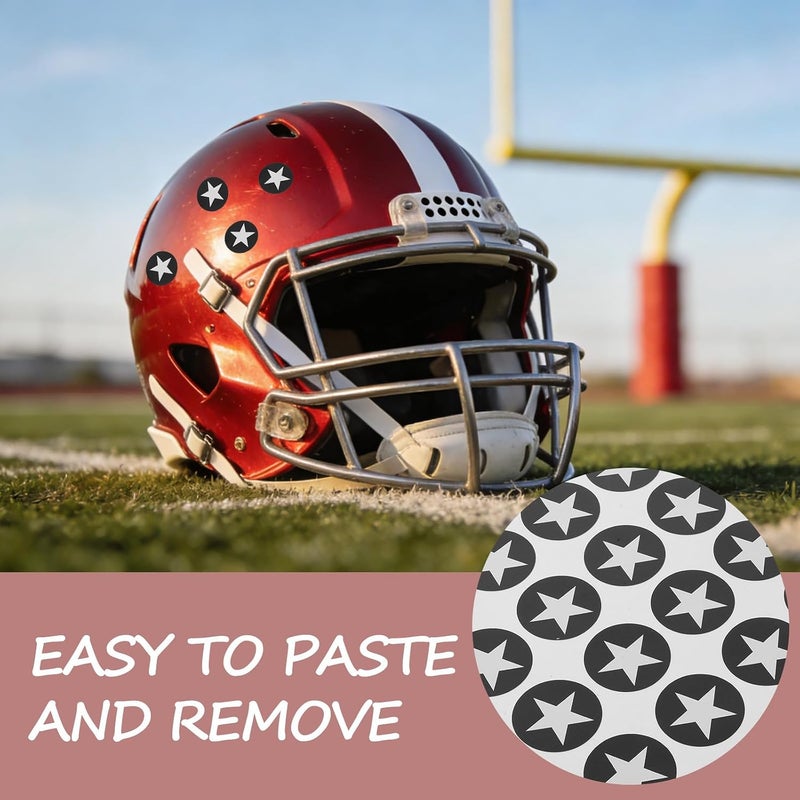8 Sheets Football Helmet Decals: Peel and Stick Vinyl Star Stickers for Reward, Waterproof Sport Helmet Decoration Adhesive Decals for Team Celebration Events Black - Image 3