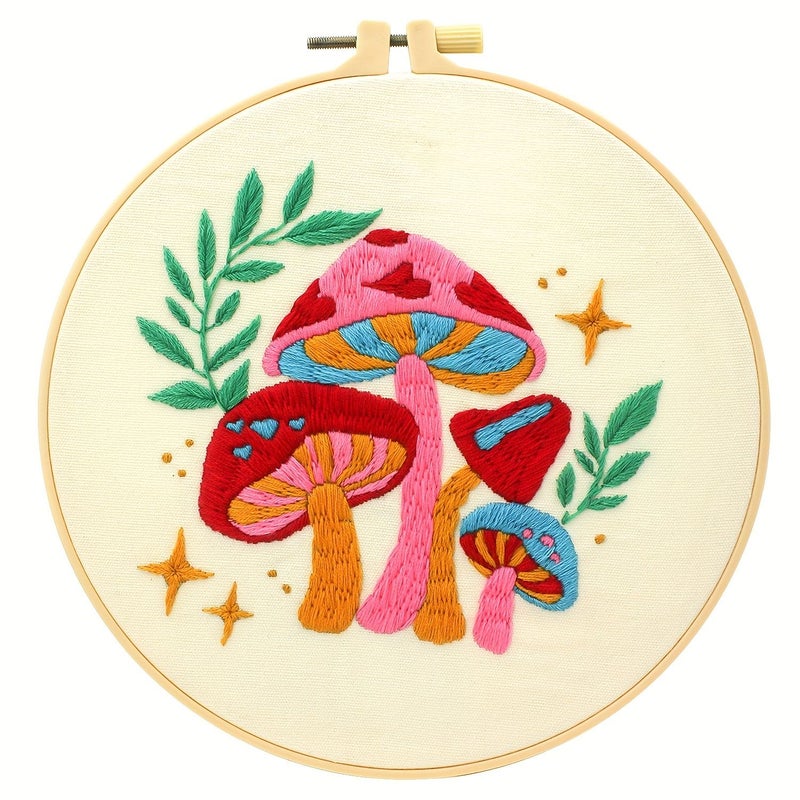 1pc Small Fish Embroidery Kit 20x20cm 7.9x7.9inches Fish Cat And Plant Pattern Needle Craft Handmade DIY Art For Adult Beginners With Instructions Embroidery Hoop Thread And Needles - Image 4