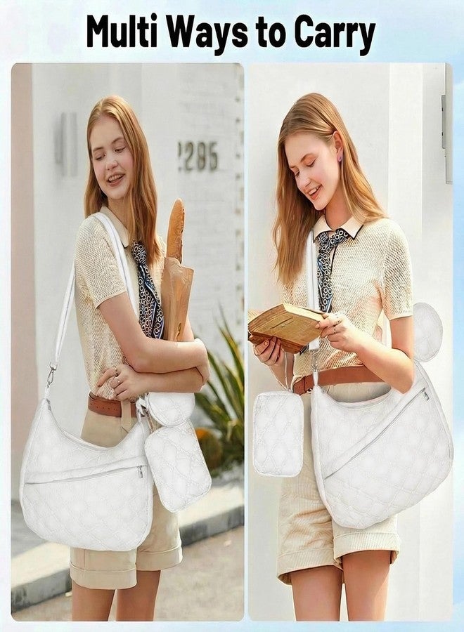 AMDAILY Quilted Puffer Tote Bag, Crossbody Hobo Bag with Adjustable Strap for Women Nylon Soft Puffy Purse Shoulder Bag for Daily Use - Image 2