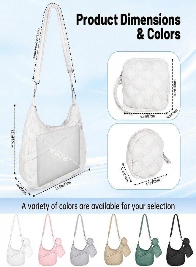 AMDAILY Quilted Puffer Tote Bag, Crossbody Hobo Bag with Adjustable Strap for Women Nylon Soft Puffy Purse Shoulder Bag for Daily Use - Image 3