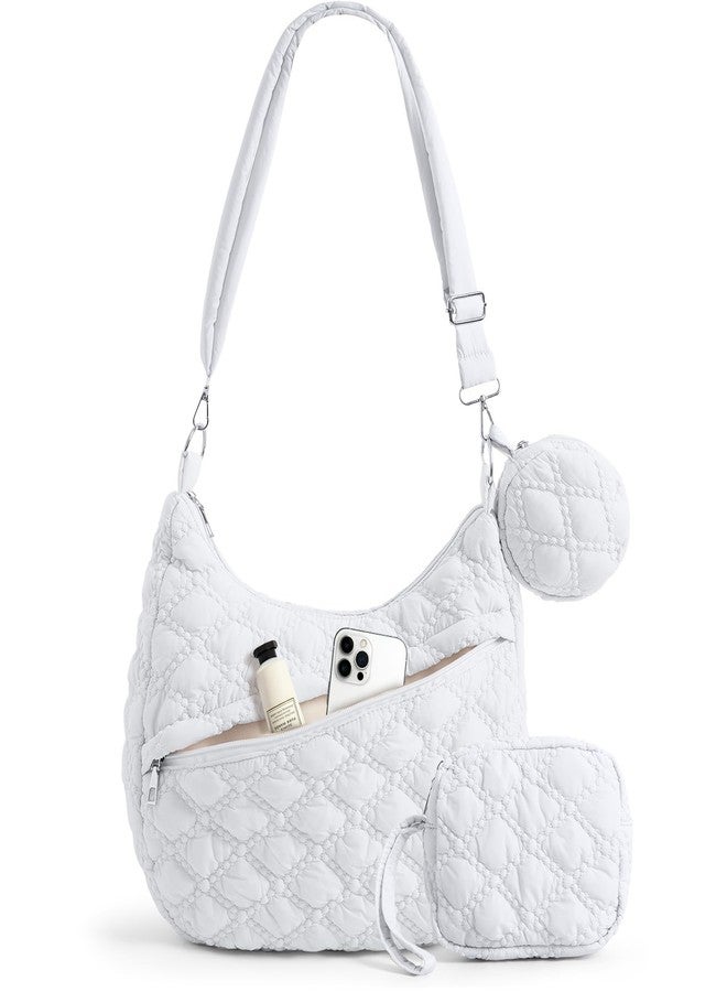 AMDAILY Quilted Puffer Tote Bag, Crossbody Hobo Bag with Adjustable Strap for Women Nylon Soft Puffy Purse Shoulder Bag for Daily Use - Image 1